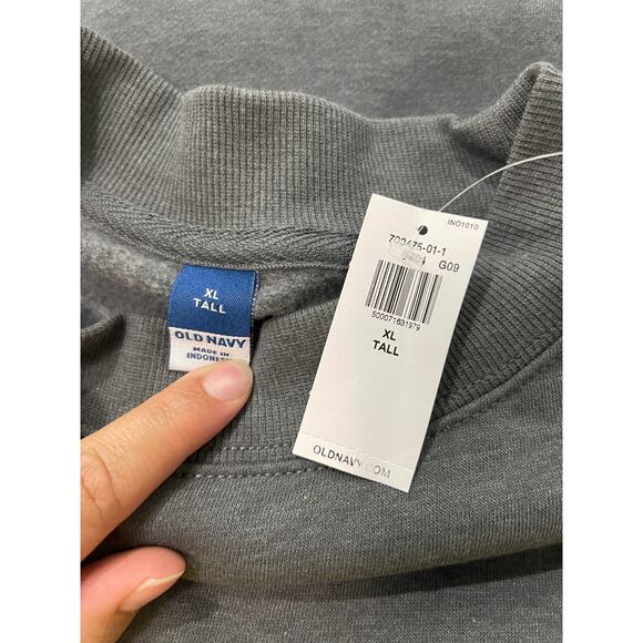 Old Navy Gray Relaxed Fit Long Sleeve Sweatshirt Sweater Pocket XL Tall NEW - Picture 6 of 10